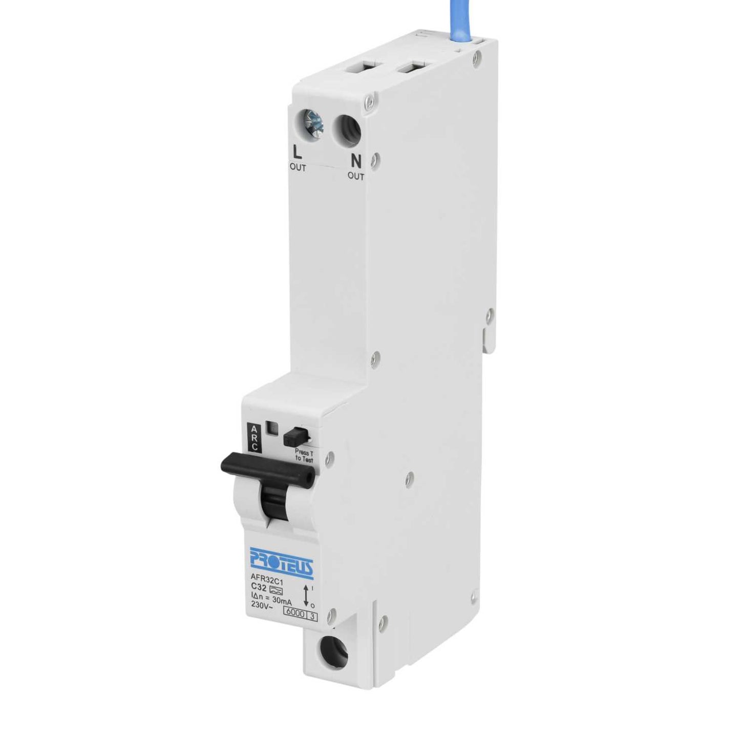Proteus 32A Double Pole 1 Module Bidirectional C Curve 6kA 30mA Type A Afdd / Rcbo