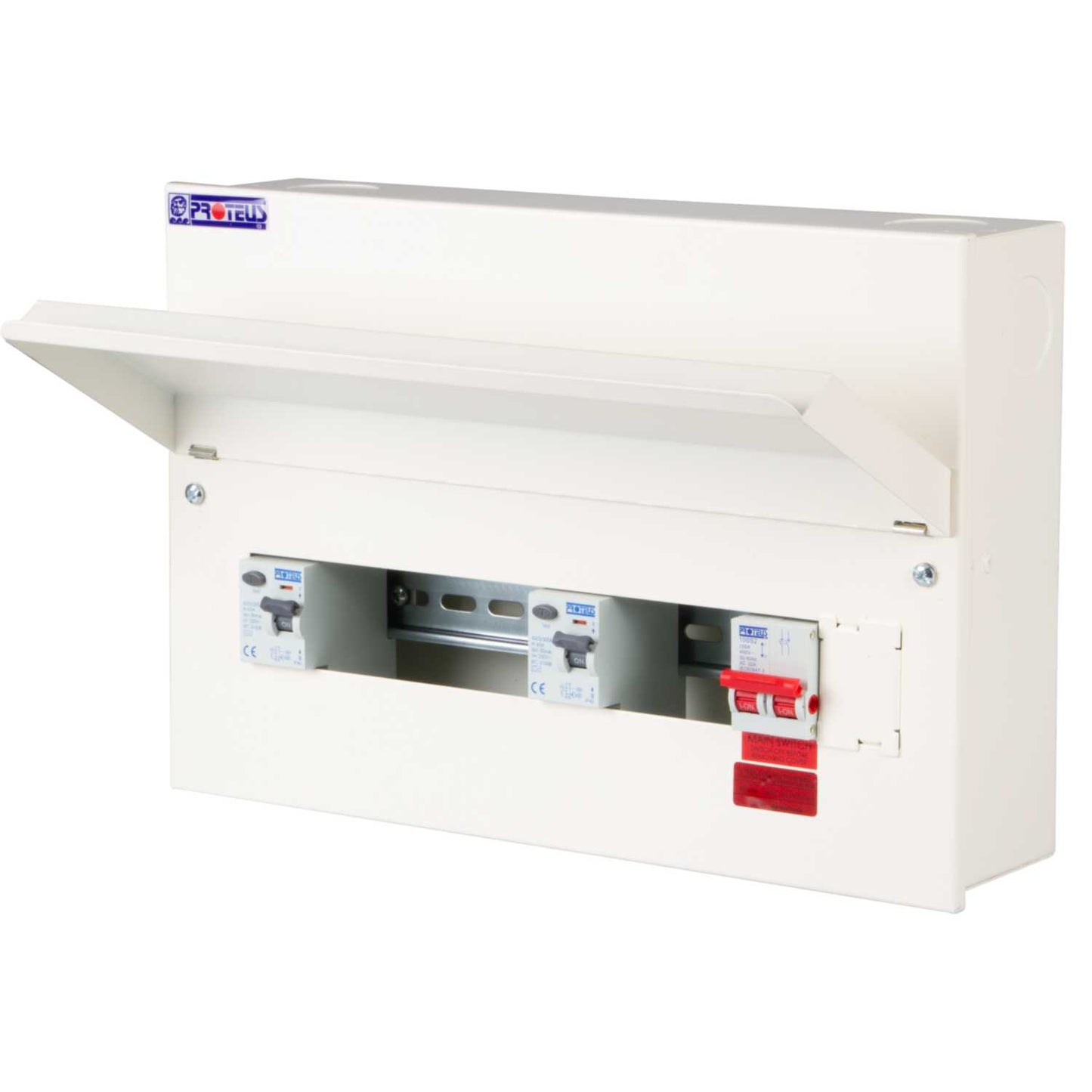 Proteus 10 Way Flexible Dual 63A Type A RCD High Integrity Metal Clad Consumer Unit
