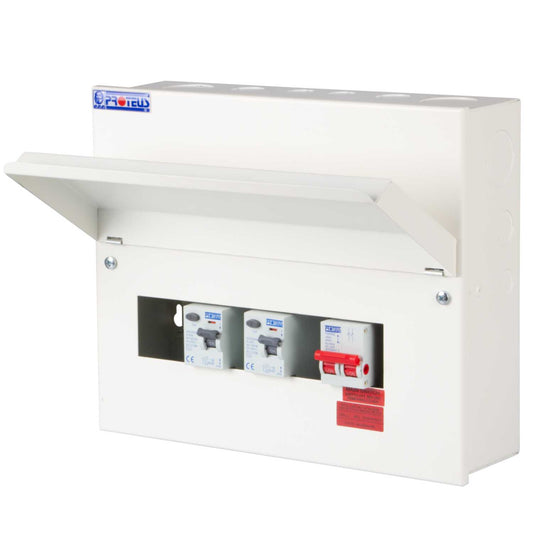 Proteus 6 Way Flexible Dual 63A Type A RCD High Integrity Metal Clad Consumer Unit