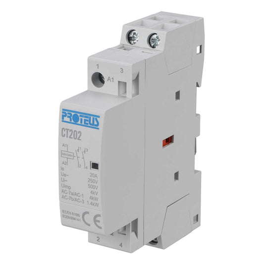 Proteus 20A 2 Pole 230V 1 Module NO Contactor