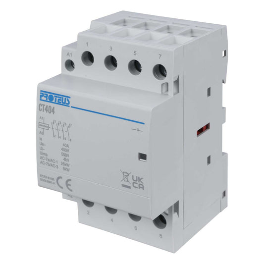 Proteus 40A 4 Pole 230V 3 Module NO Contactor