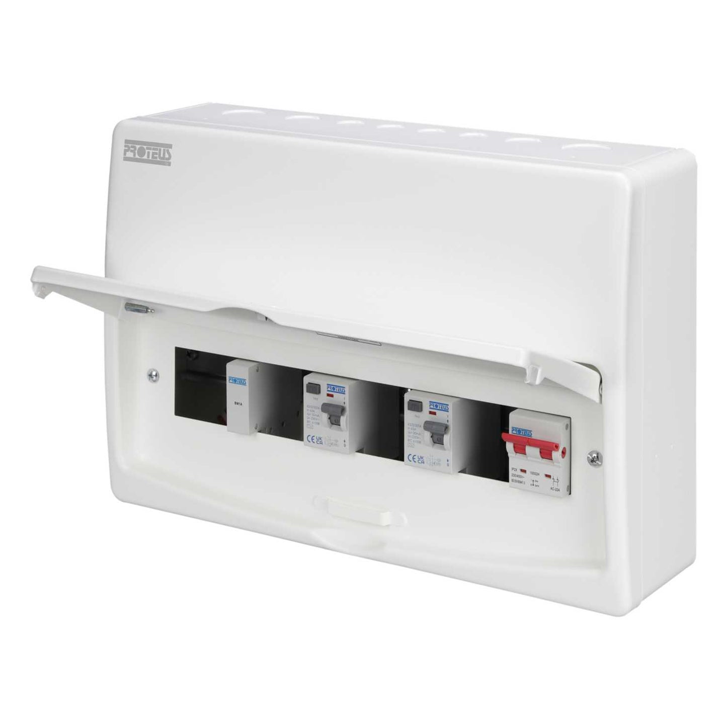 Proteus 10 Way 100A DP Isolator Incomer Variable RCD Metalclad Consumer Unit