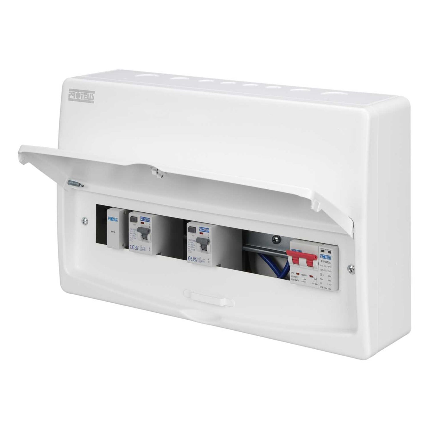 Proteus 11 Way Dual 80A Type A RCD Metal Clad Consumer Unit with Type 2 SPD