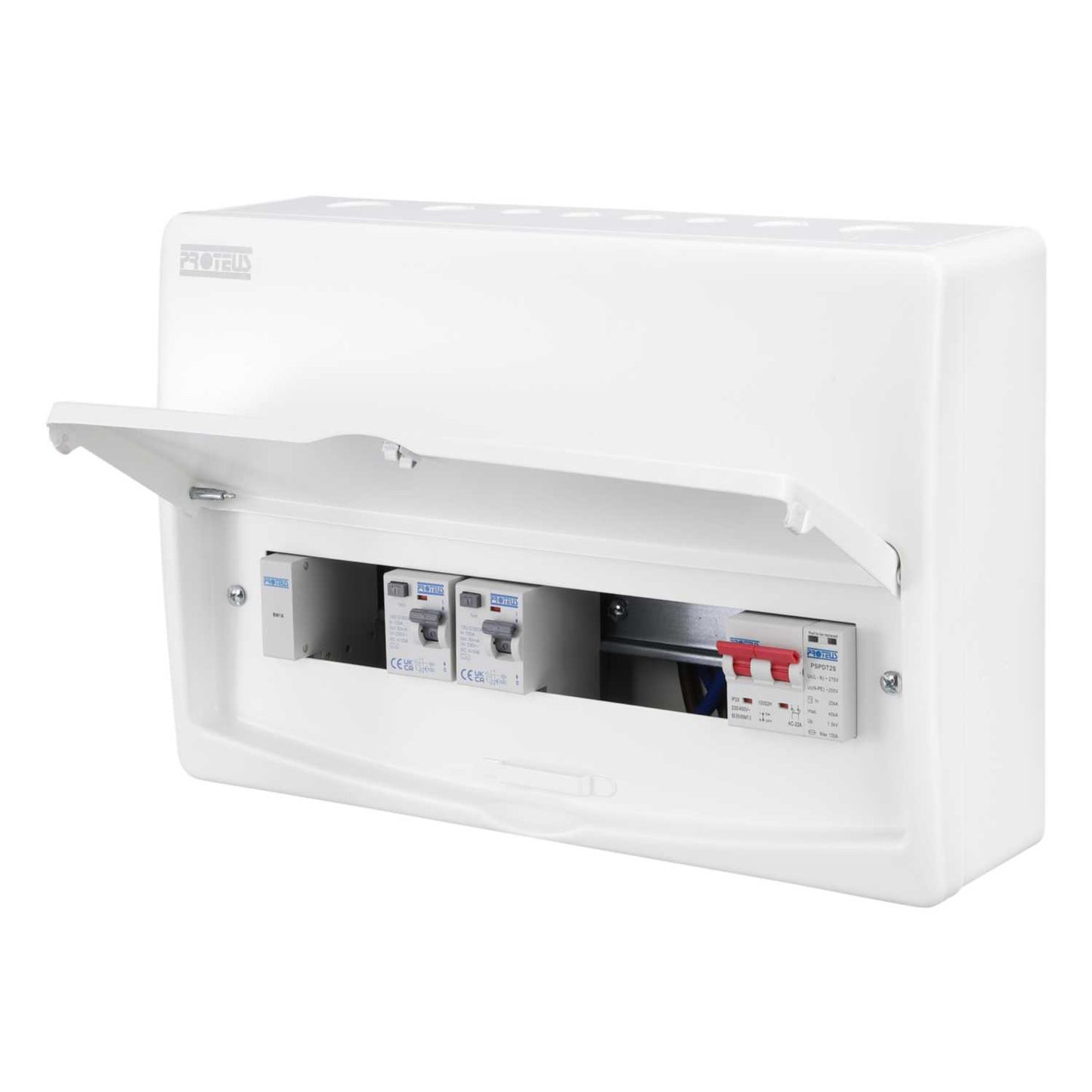 Proteus 9 Way Dual 80A Type A RCD Metal Clad Consumer Unit with Type 2 SPD