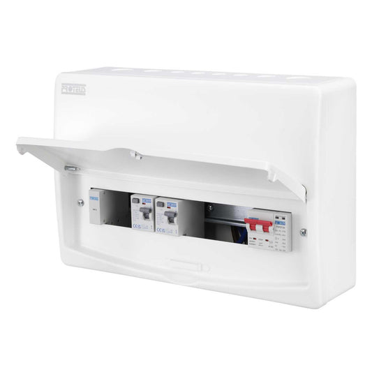 Proteus 9 Way Dual 80A Type A RCD Metal Clad Consumer Unit with Type 2 SPD