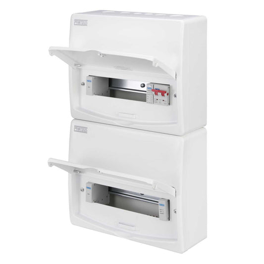 Proteus 22 Way Dual Row 100A Isolator Incomer Metal Clad Consumer Unit and Type 2 SPD