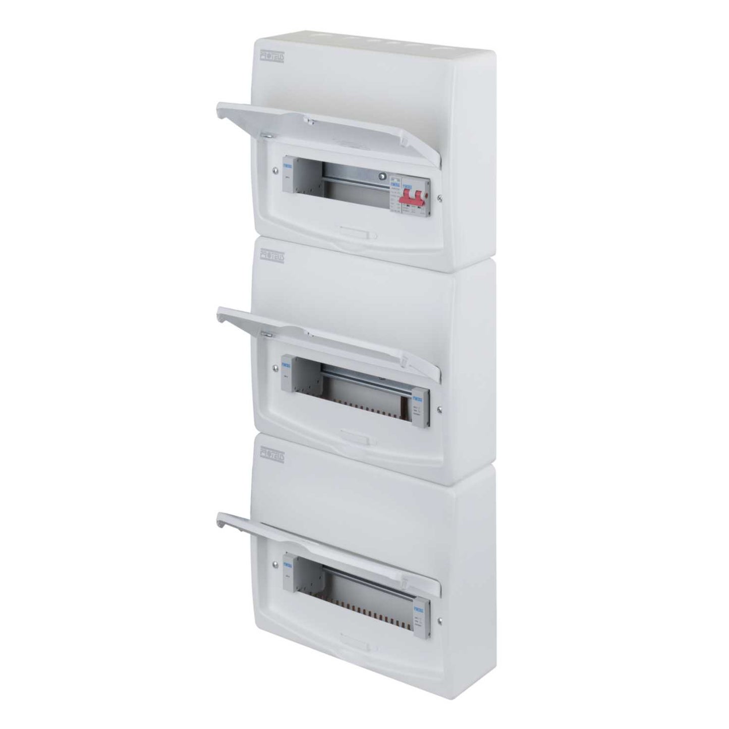 Proteus 34 Way Triple Row 100A Isolator Incomer Metal Clad Consumer Unit and Type 2 SPD