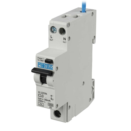 Proteus XL 10A 1P+N 1 Mod Bidirectional C Curve 10kA 30mA Type A Compact Rcbo
