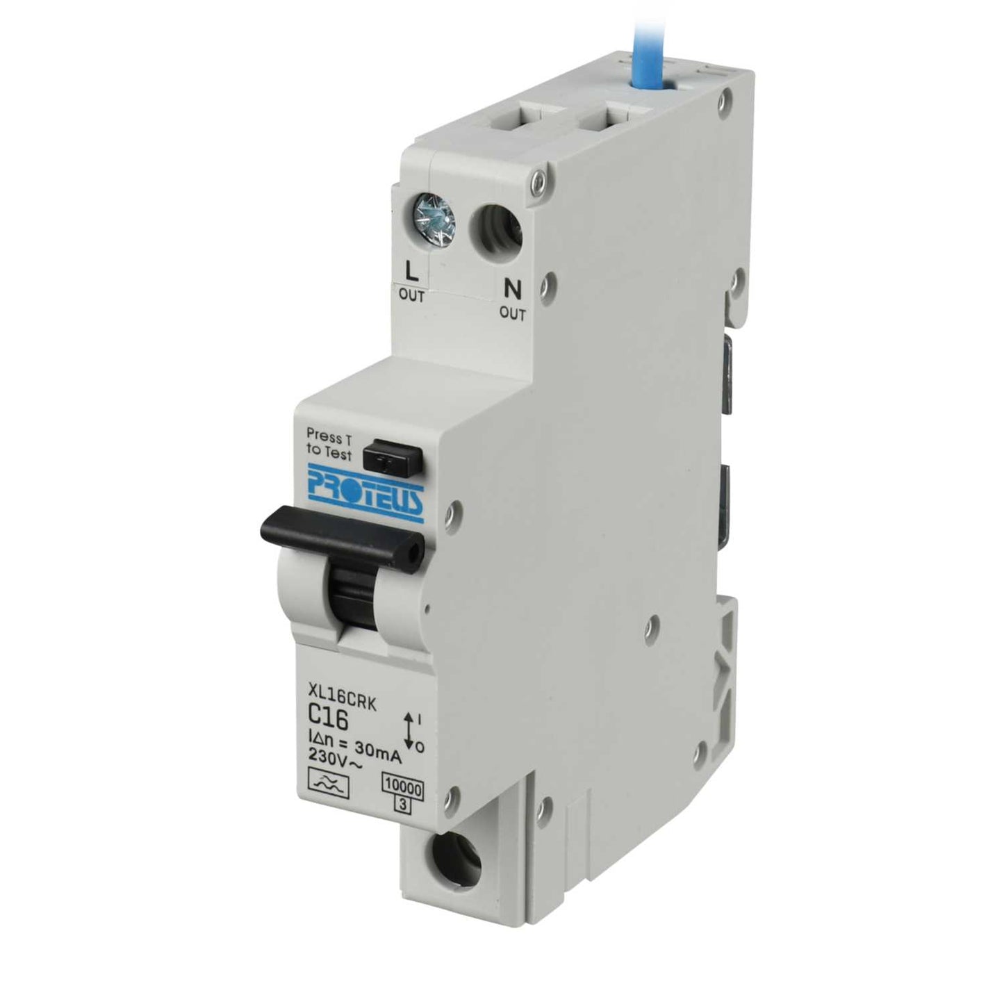 Proteus XL 16A 1P+N 1 Mod Bidirectional C Curve 10kA 30mA Type A Compact Rcbo