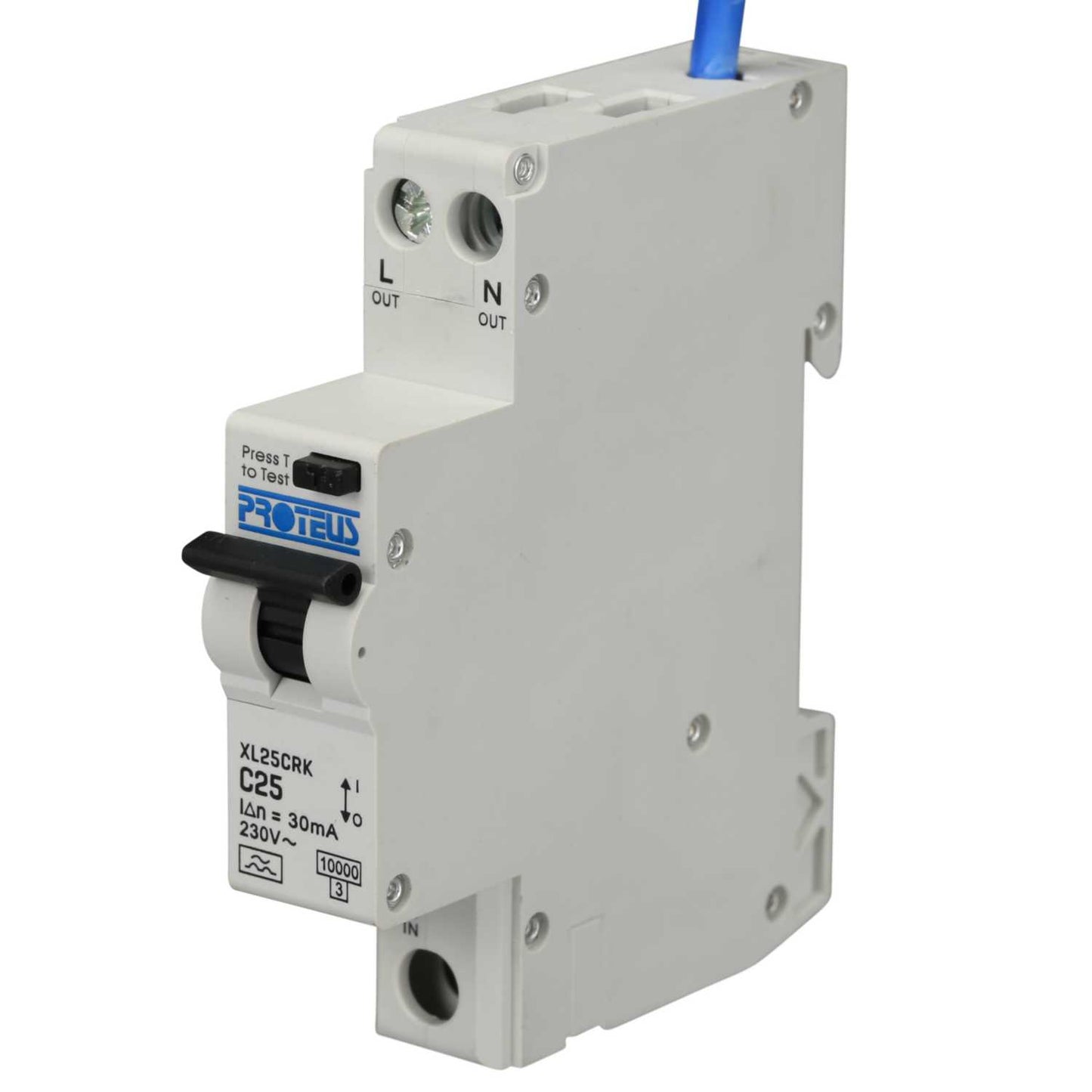 Proteus XL 25A 1P+N 1 Mod Bidirectional C Curve 10kA 30mA Type A Compact Rcbo
