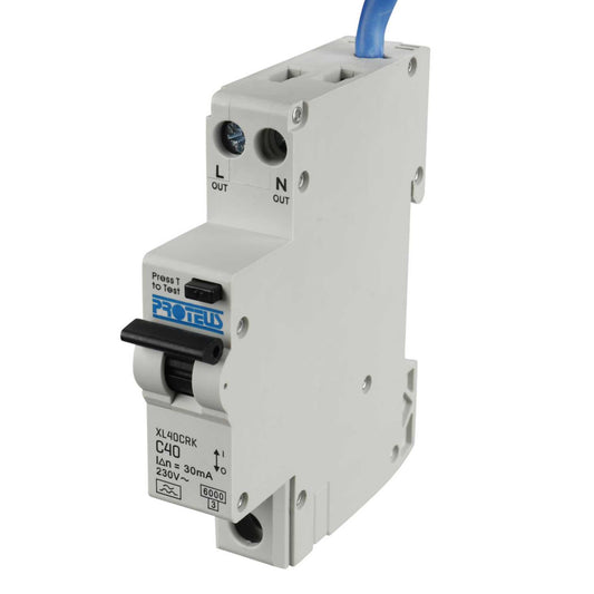 Proteus XL 40A 1P+N 1 Mod Bidirectional C Curve 10kA 30mA Type A Compact Rcbo