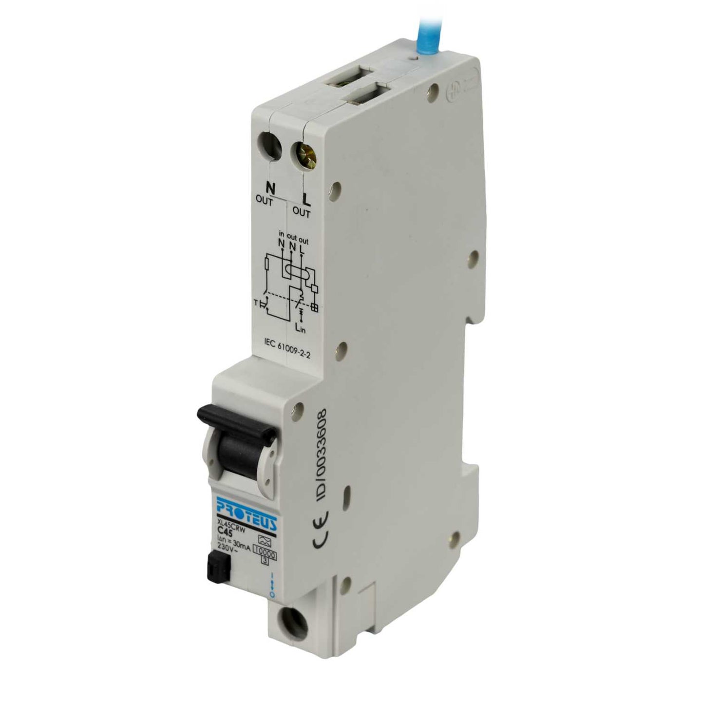 Proteus XL 45A 1P+N 1 Module C Curve 10kA 30mA Type A Rcbo