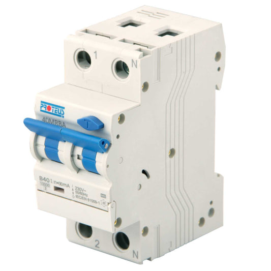Proteus 40A Double Pole 2 Module Bidirectional B Curve 10kA 30mA Type A Rcbo