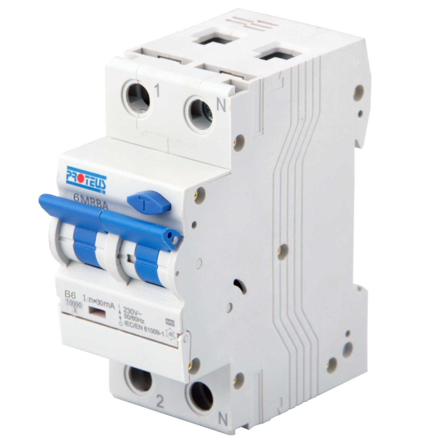 Proteus 6A Double Pole 2 Module Bidirectional B Curve 10kA 30mA Type A