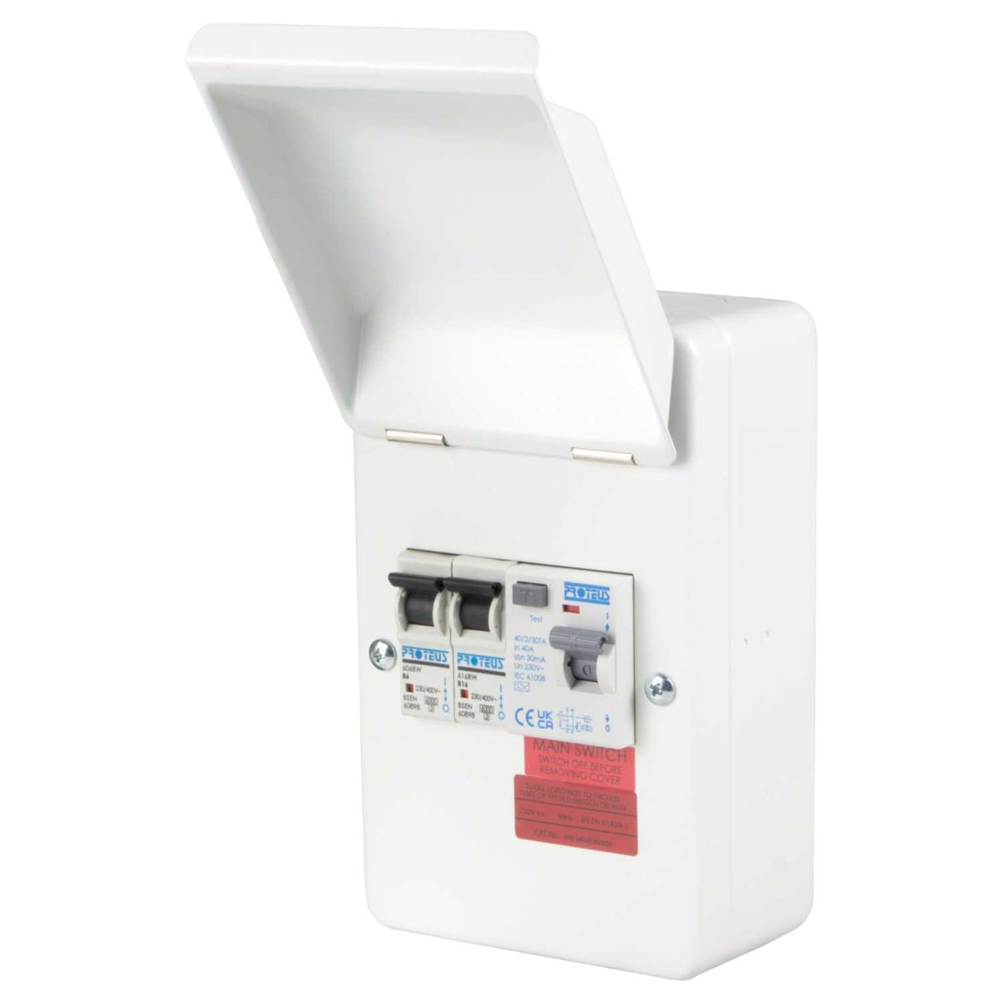 Proteus Metal Clad Garage Unit with 40A Type A RCD and 6A and 16A MCB