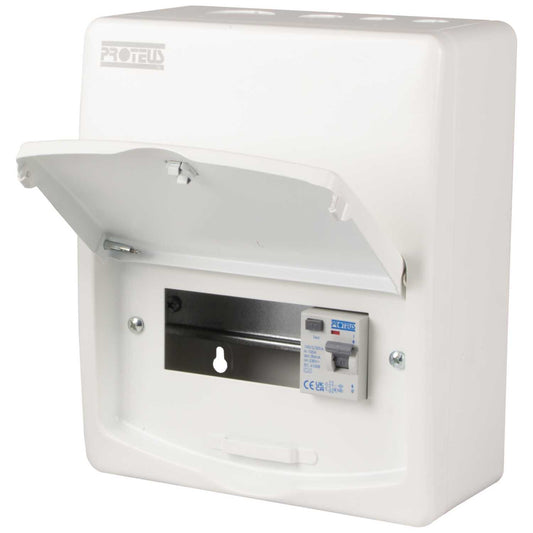 Proteus 4 Way 100A 30mA Type A RCD Incomer Metal Clad Consumer Unit
