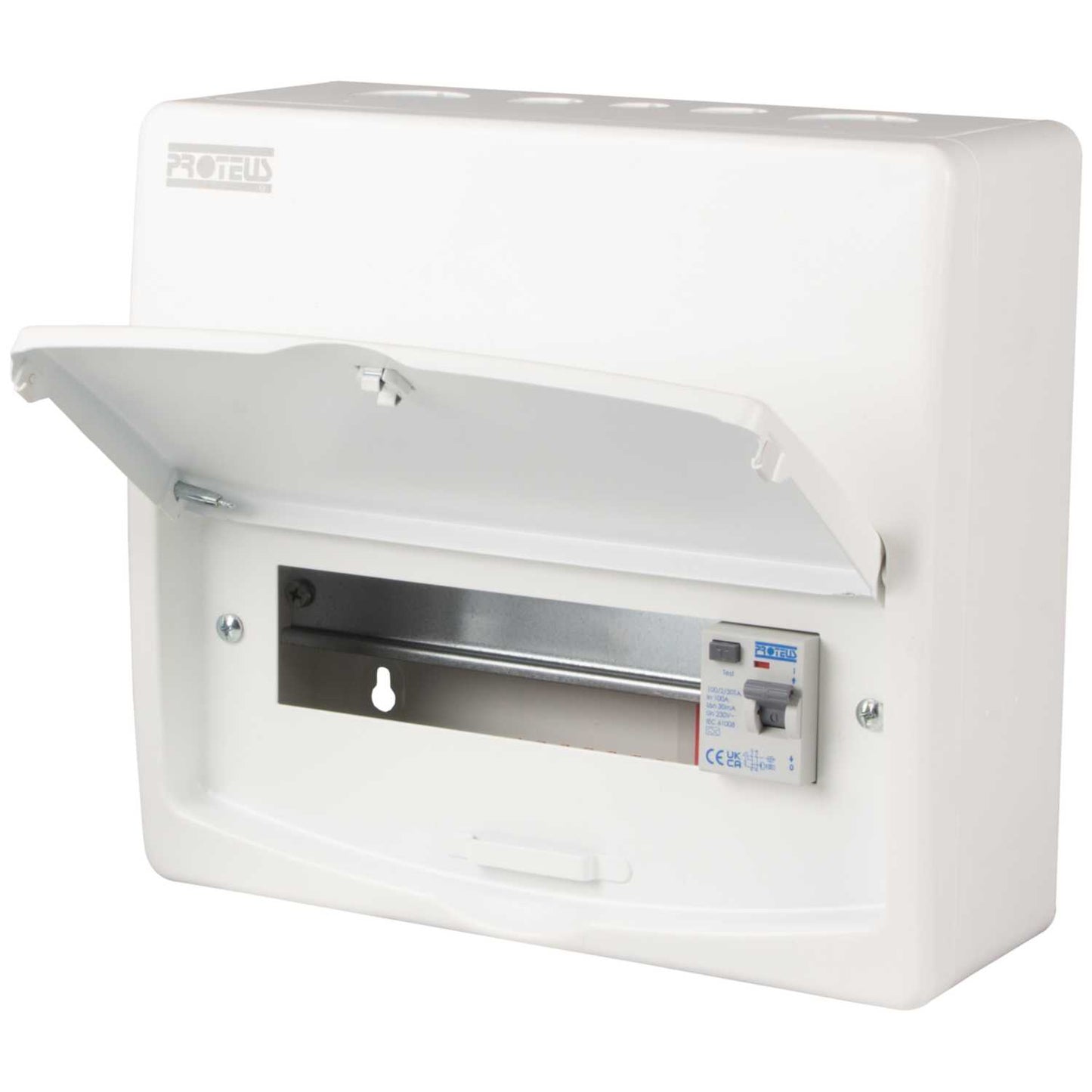 Proteus 8 Way 100A 30mA Type A RCD Incomer Metal Clad Consumer Unit