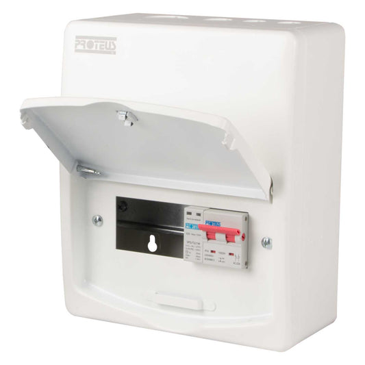 Proteus 3 Way 100A Isolator Incomer Metal Clad Consumer Unit with Type 2 SPD