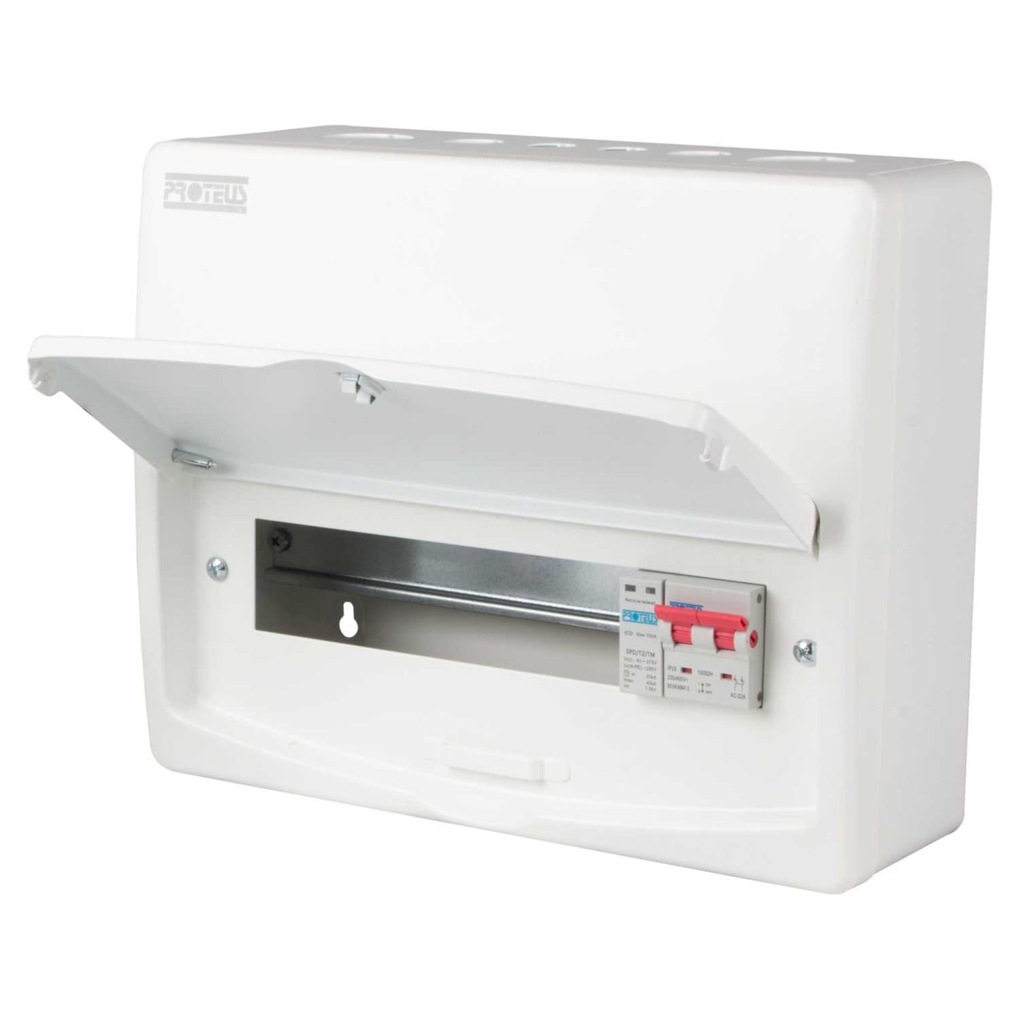 Proteus 9 Way 100A Isolator Incomer Metal Clad Consumer Unit with Type 2 SPD