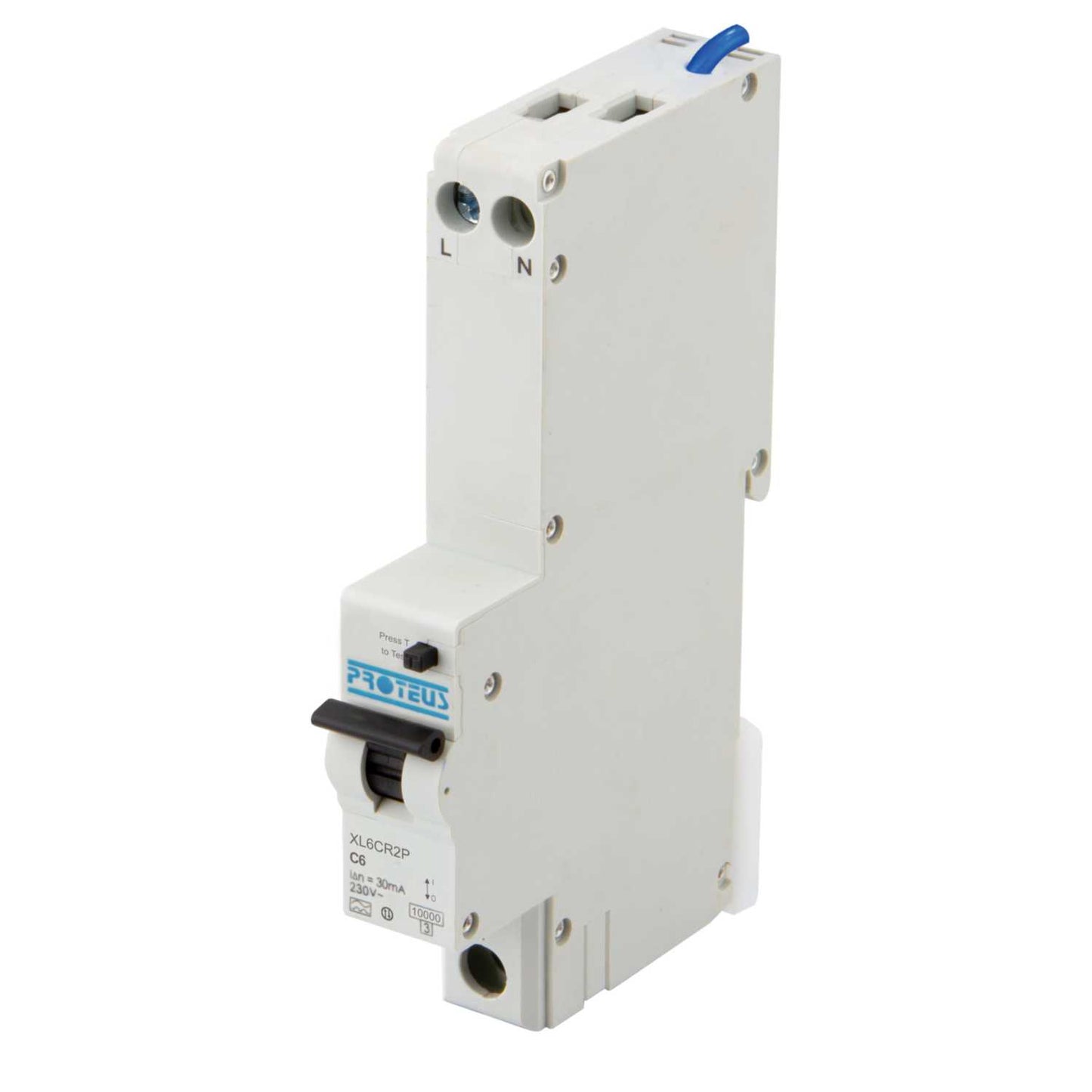 Proteus XL 6A Double Pole 1 Module Bidirectional C Curve 10kA 30mA Type A Rcbo