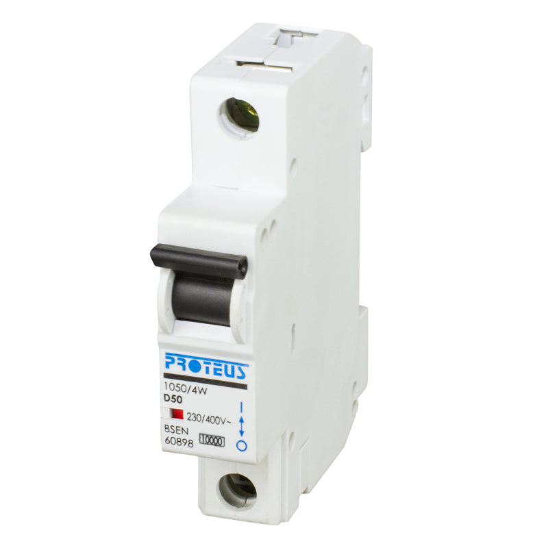 Proteus 50A Single Pole 10kA D Curve MCB
