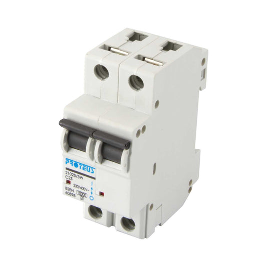 Proteus 25A Double Pole 10kA C Curve MCB