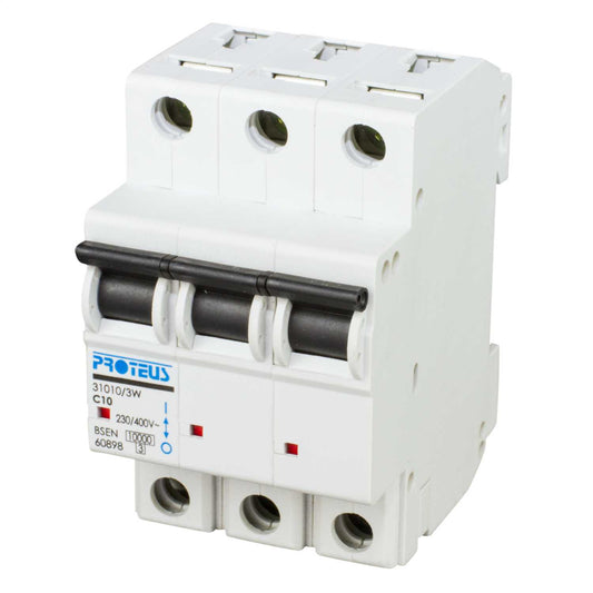 Proteus 10A Triple Pole 10kA C Curve MCB