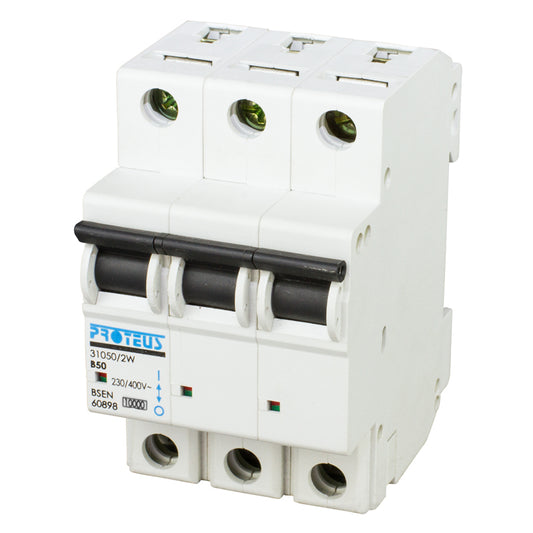 Proteus 50A Triple Pole 10kA B Curve MCB