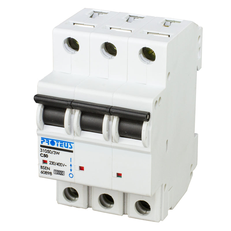 Proteus 50A Triple Pole 10kA C Curve MCB