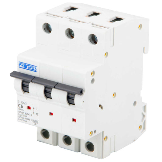 Proteus 6A Triple Pole 15kA C Curve MCB