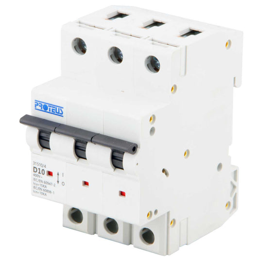Proteus 10A Triple Pole 15kA D Curve MCB