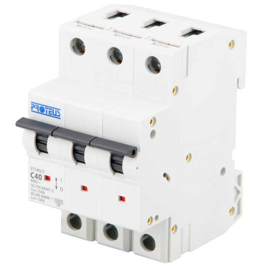 Proteus 40A Triple Pole 15kA C Curve MCB