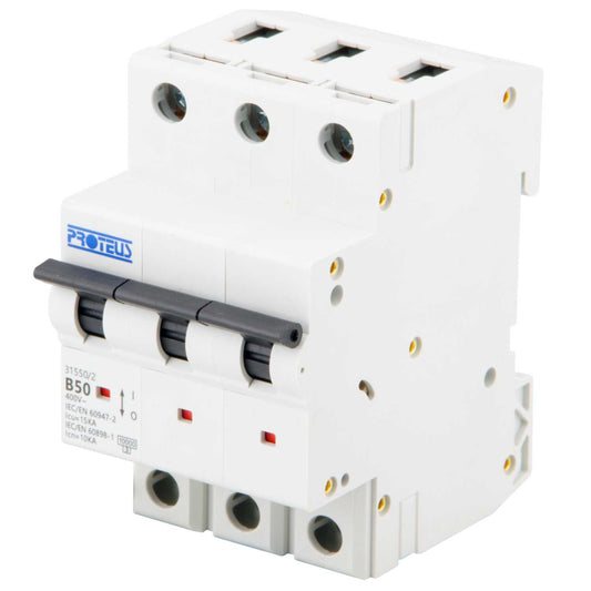 Proteus 50A Triple Pole 15kA B Curve MCB