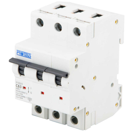 Proteus 63A Triple Pole 15kA C Curve MCB