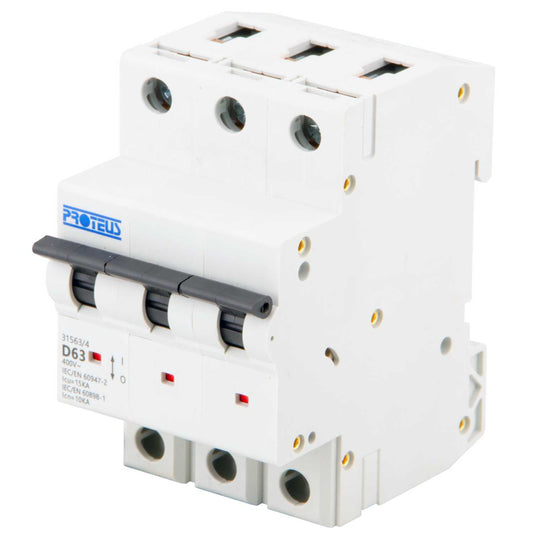 Proteus 63A Triple Pole 15kA D Curve MCB