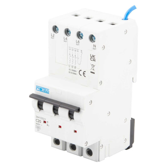 Proteus 20A 3 Module 4 Pole 10kA C Curve MCB