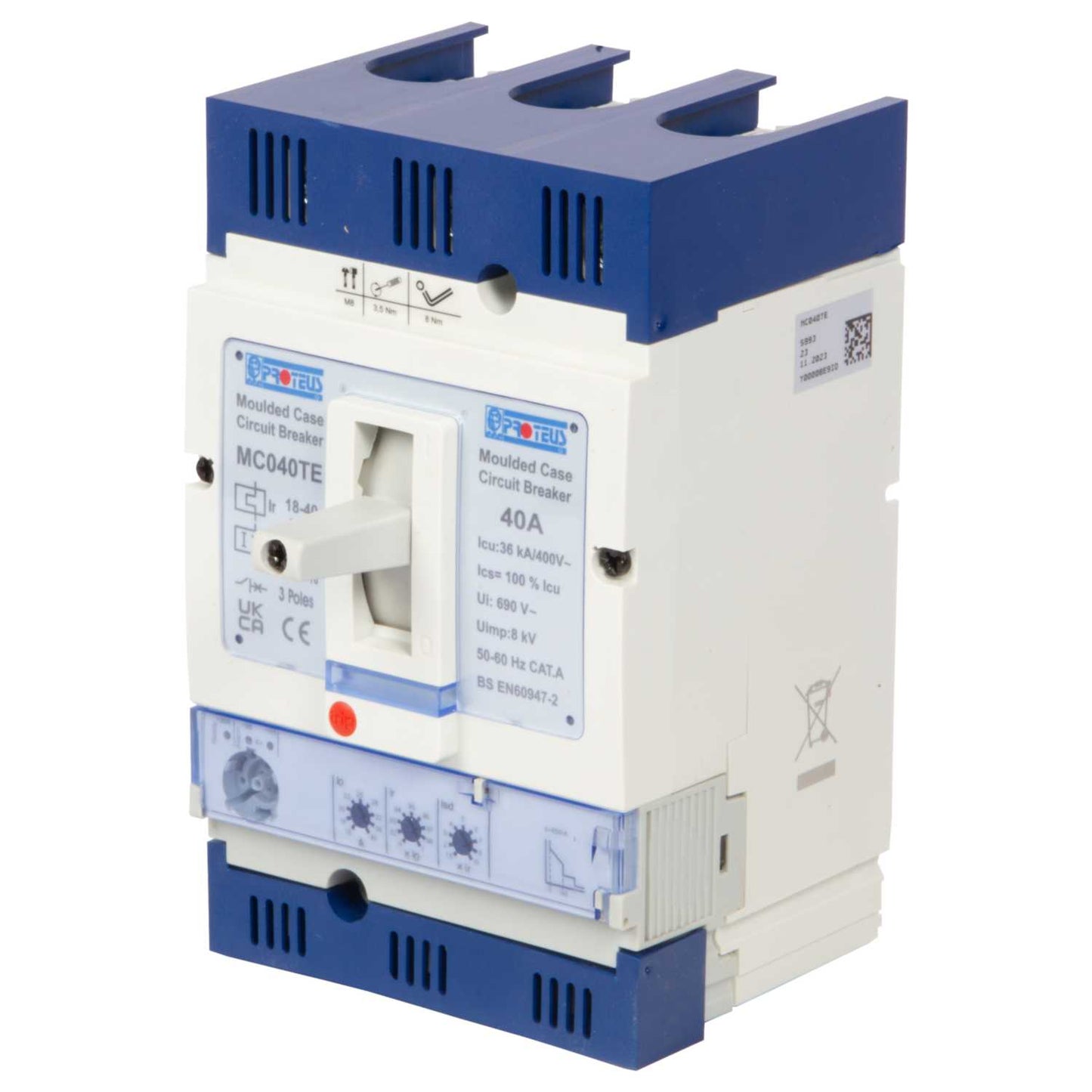 Proteus 40A Triple Pole 36kA Electronic Mccb