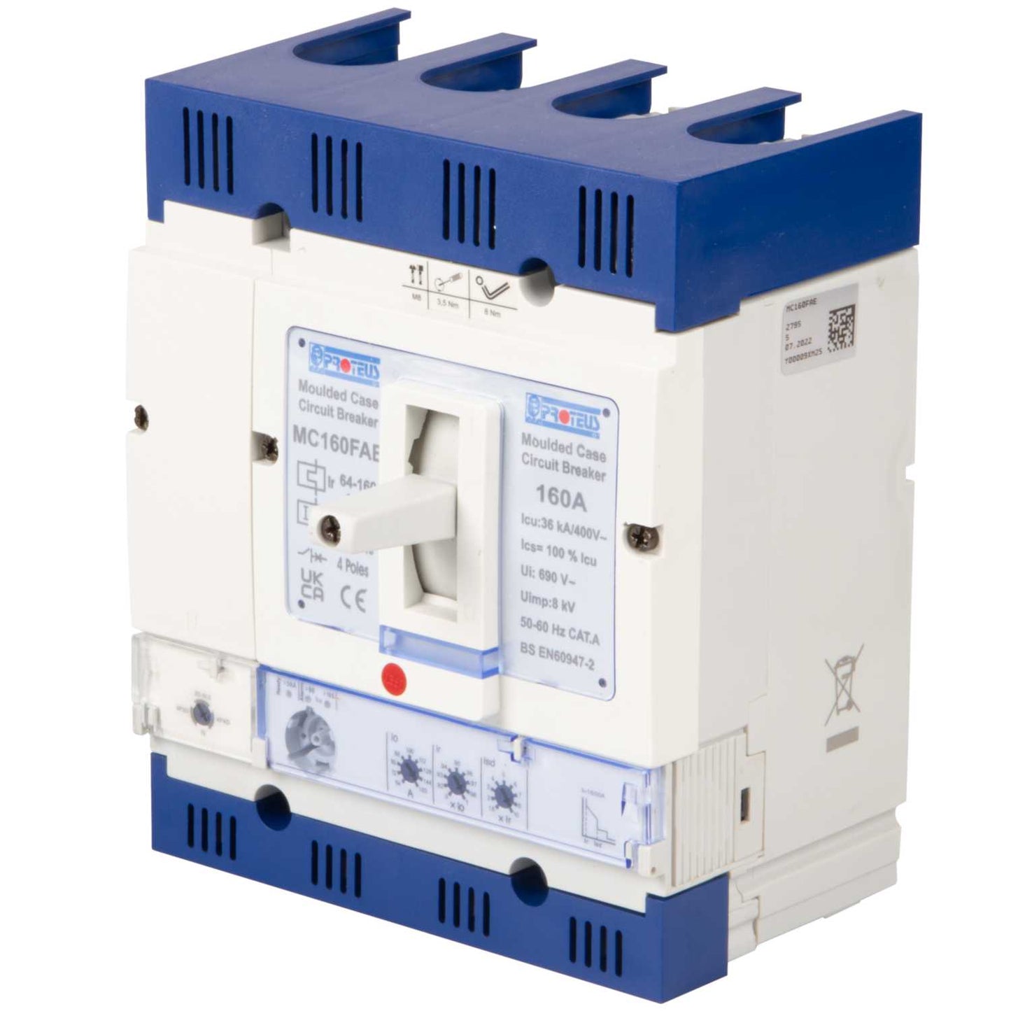 Proteus 160A Four Pole 36kA Electronic Mccb
