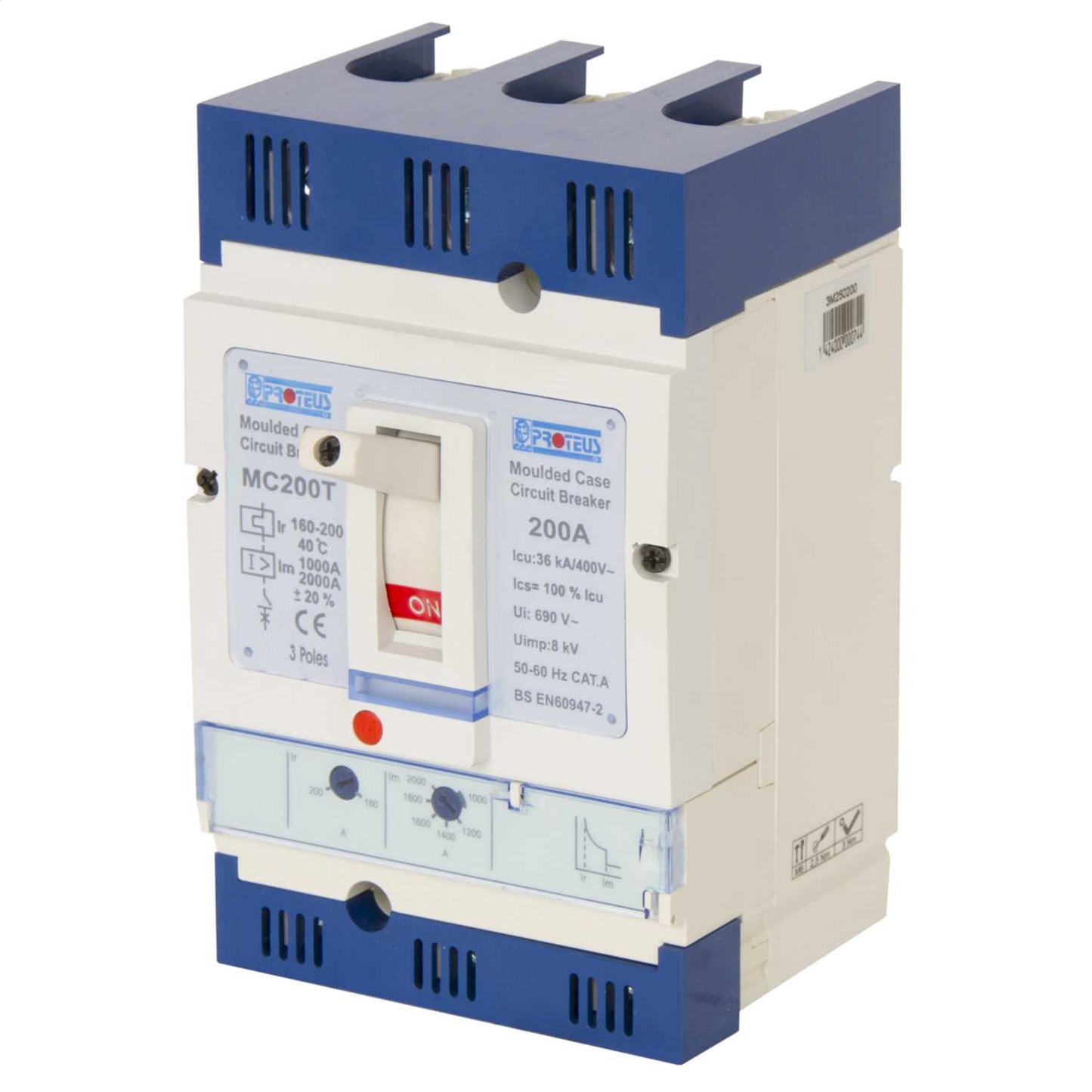 Proteus 200A Triple Pole 36kA Mccb