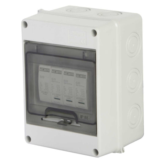 Proteus 50kA 4 Module 3 Pole and Neutral Type 1+2 Surge Protector with IP54 Enclosure