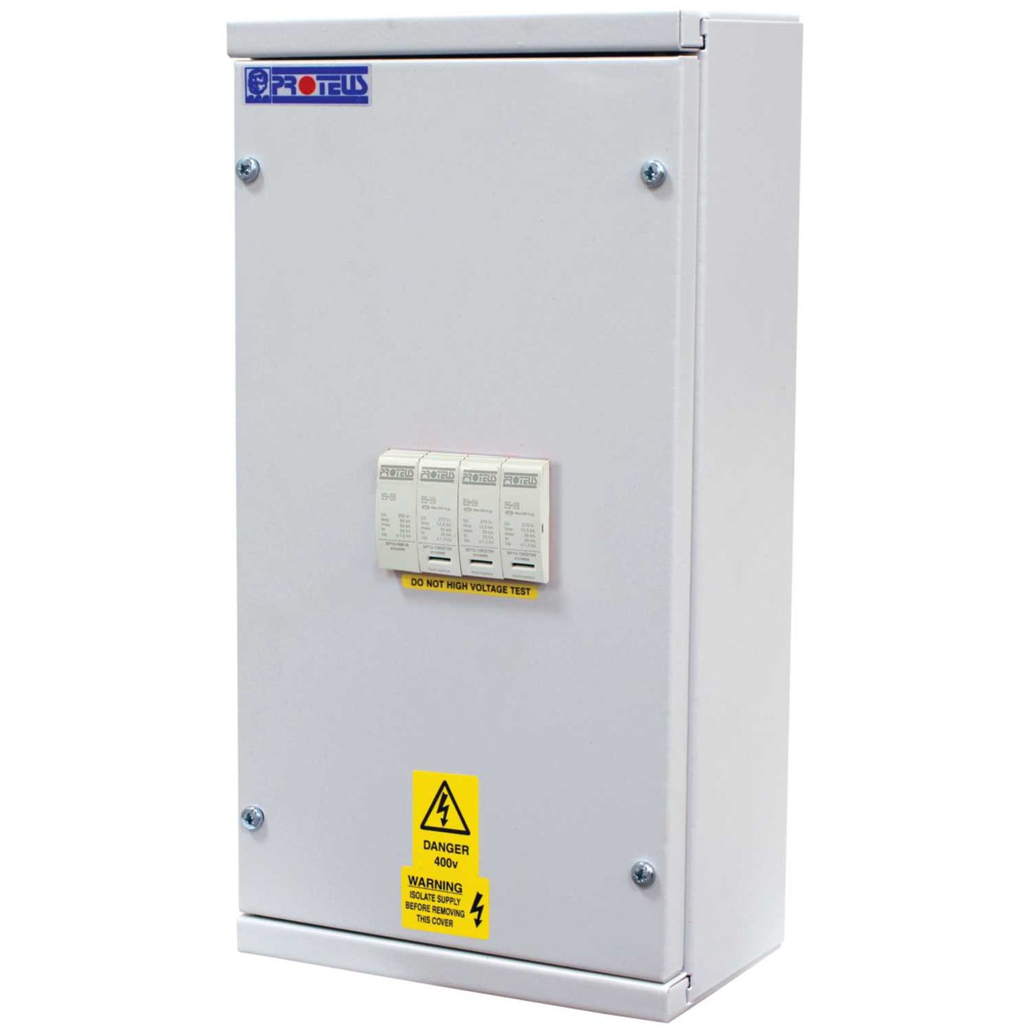 Proteus 50kA 4 Module 3 Pole and Neutral Type 1+2 Surge Protector with Steel Enclosure