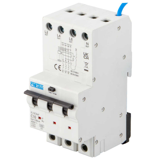 Proteus XL 10A 4 Pole 3 Module C Curve 10kA 30mA Type A Rcbo