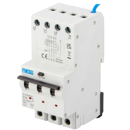 Proteus XL 10A 4 Pole 3 Module C Curve 10kA 300mA Type A Rcbo