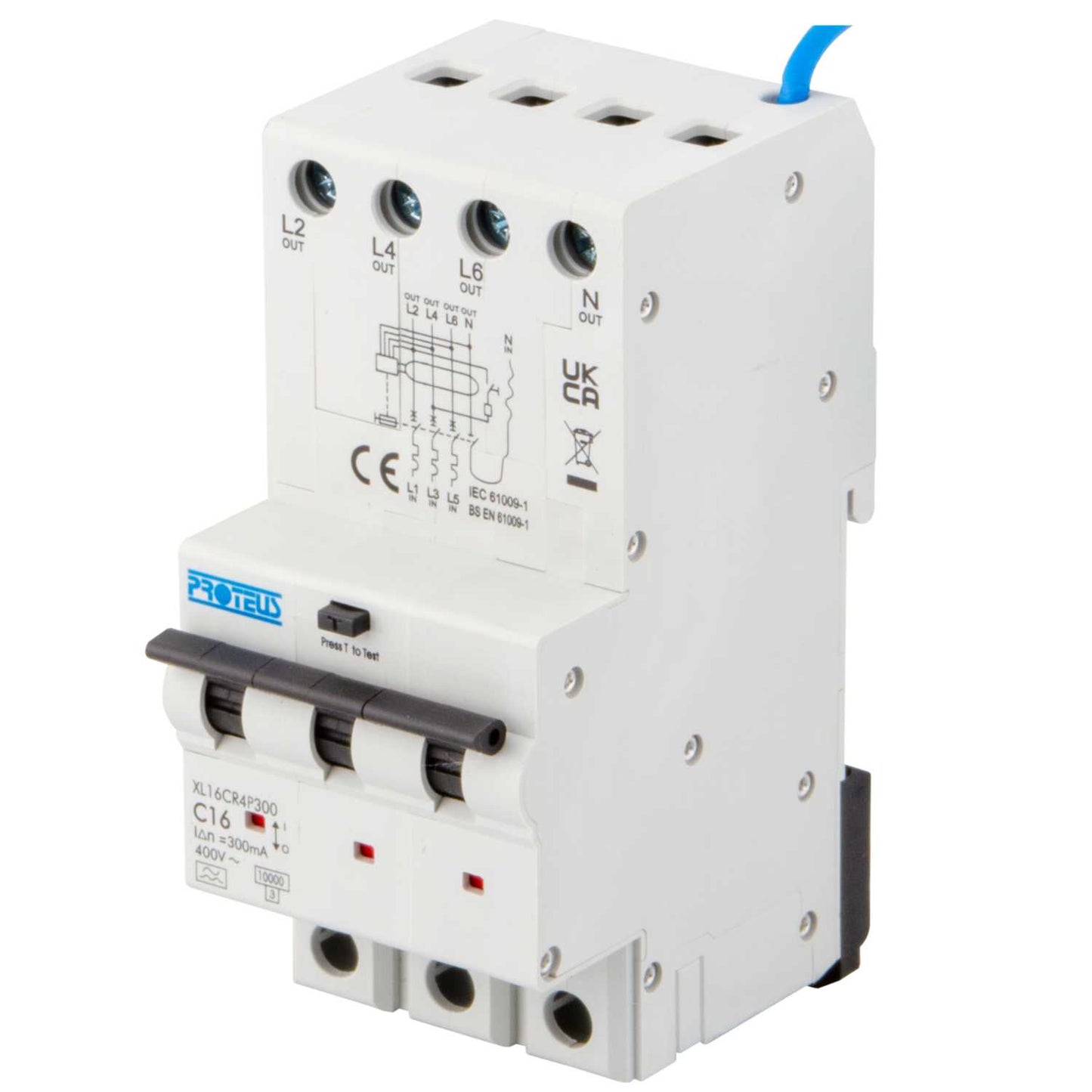 Proteus XL 16A 4 Pole 3 Module C Curve 10kA 300mA Type A Rcbo