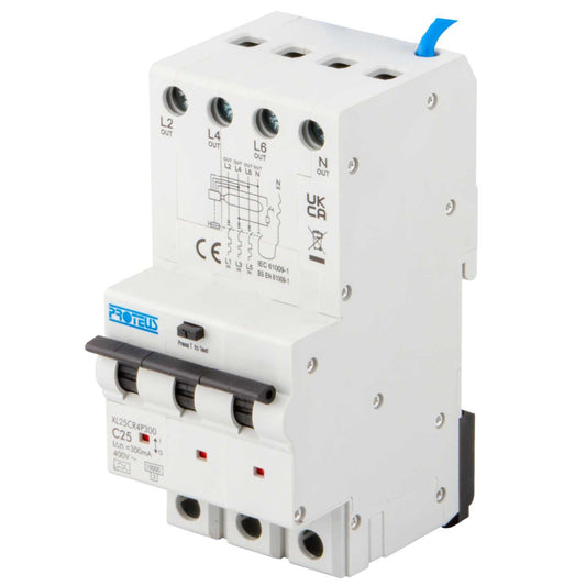 Proteus XL 25A 4 Pole 3 Module C Curve 10kA 300mA Type A Rcbo
