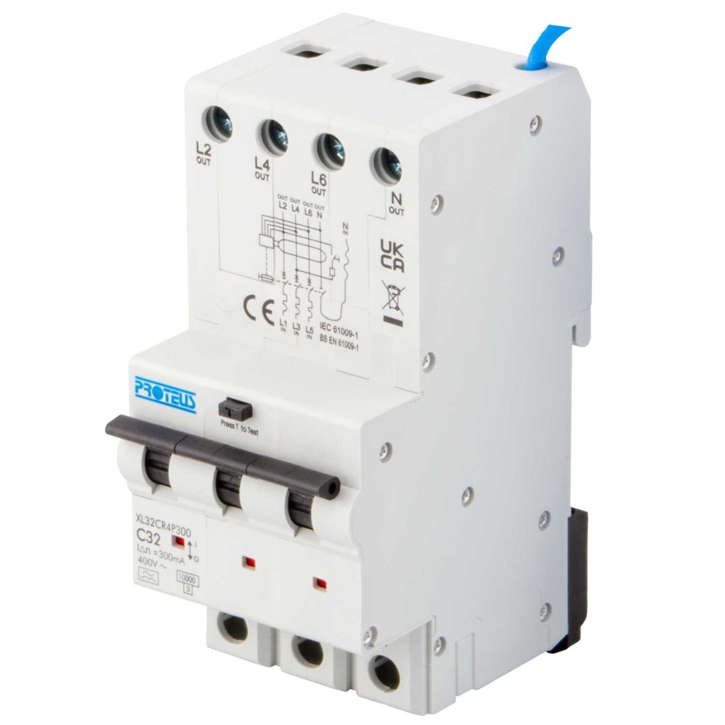 Proteus XL 32A 4 Pole 3 Module C Curve 10kA 300mA Type A Rcbo