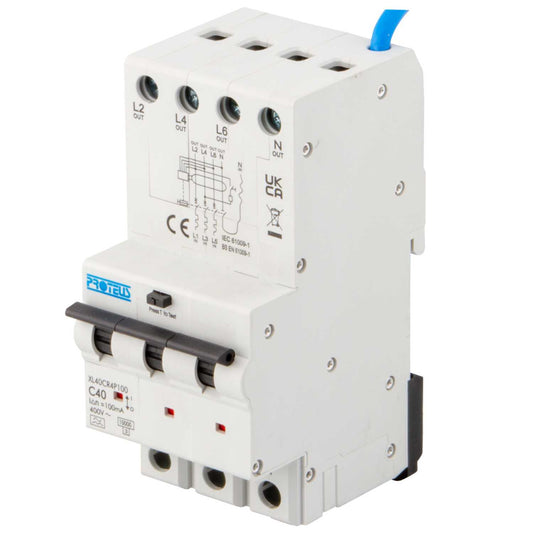 Proteus XL 40A 4 Pole 3 Module C Curve 10kA 100mA Type A Rcbo