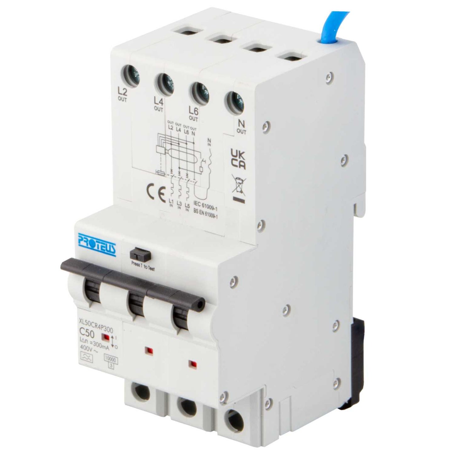 Proteus XL 50A 4 Pole 3 Module C Curve 10kA 300mA Type A Rcbo