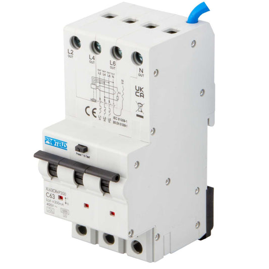 Proteus XL 63A 4 Pole 3 Module C Curve 10kA 300mA Type A Rcbo
