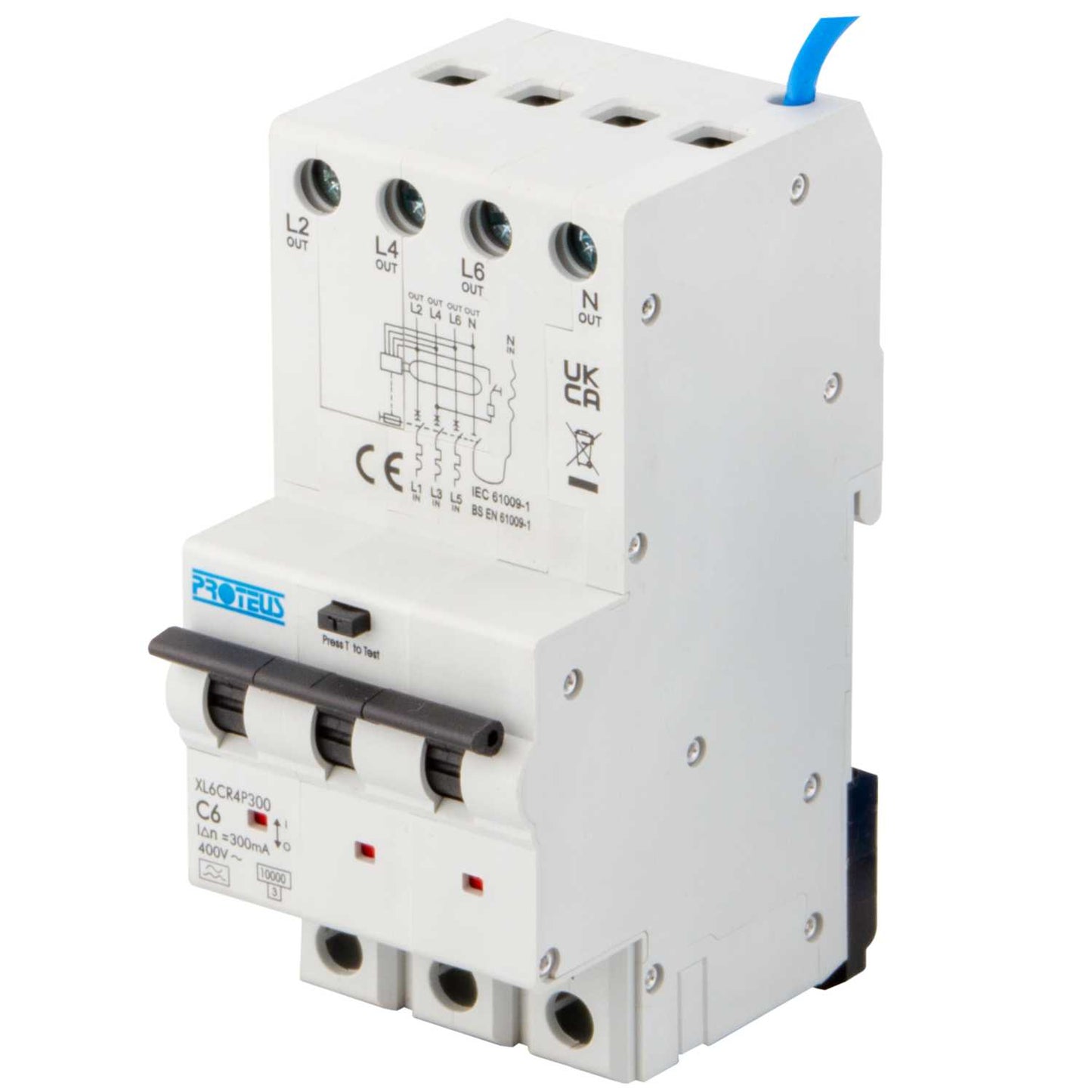 Proteus XL 6A 4 Pole 3 Module C Curve 10kA 300mA Type A Rcbo